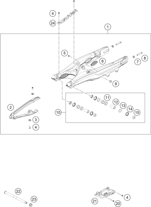 Sprängskiss: Swing Arm – KTM 150 XC-W 2026