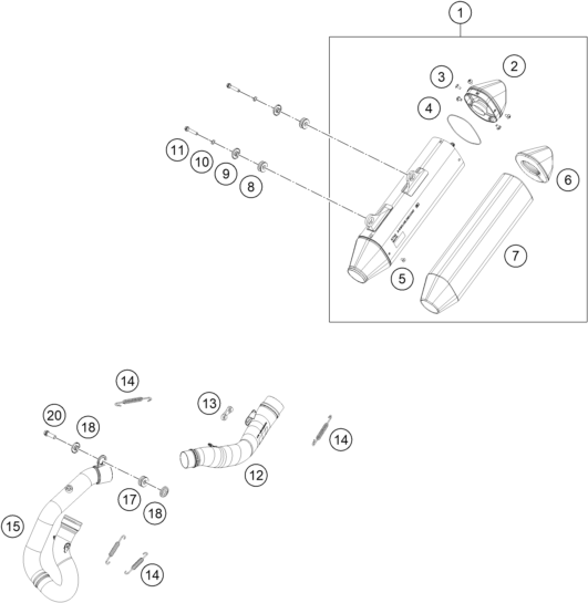 Sprängskiss: Exhaust System – KTM 450 XCF-W 2026