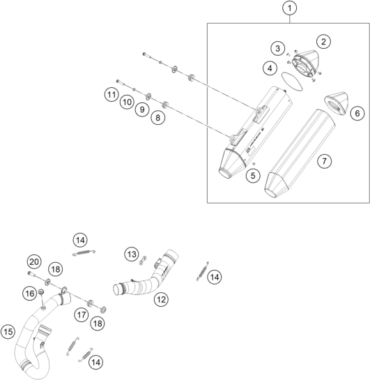 Sprängskiss: Exhaust System – KTM 350 EXC-F 6DAYS CKD 2026