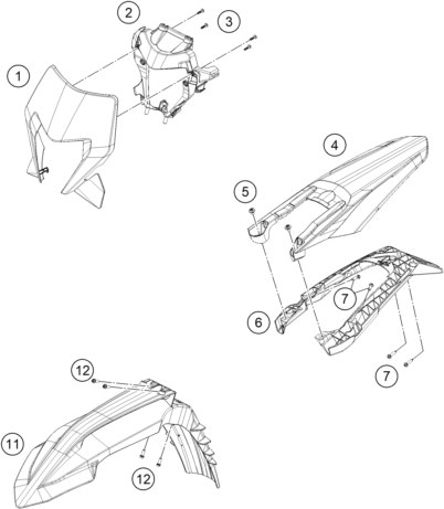 Sprängskiss: Mask, Fenders – KTM 150 XC-W 2026