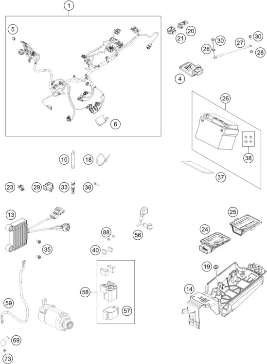 Sprängskiss: Wiring Harness – KTM 300 XC-W 2026