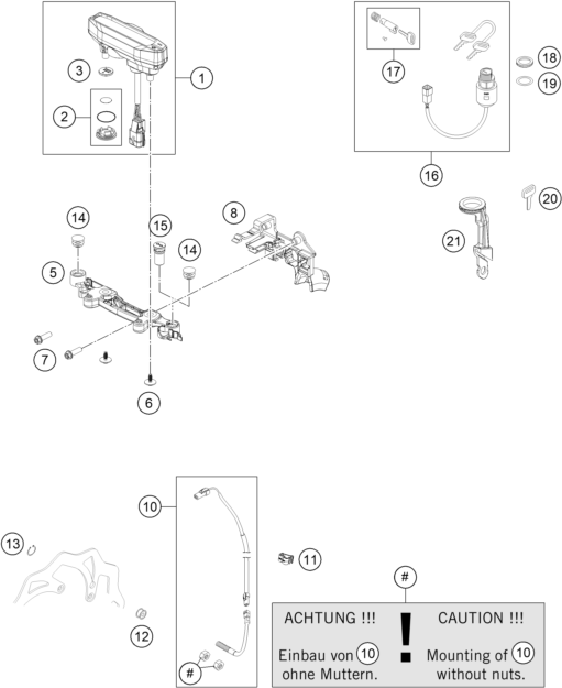 Sprängskiss: Instruments / Lock System – KTM 500 EXC-F 2026