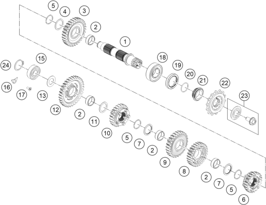 Sprängskiss: Transmission II - Countershaft – KTM 300 XC 2026