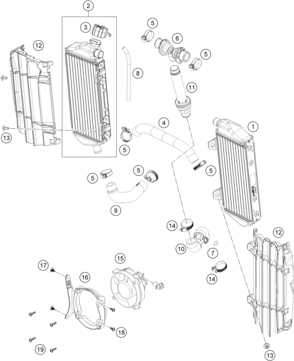 Sprängskiss: Cooling System – KTM 300 EXC 2026