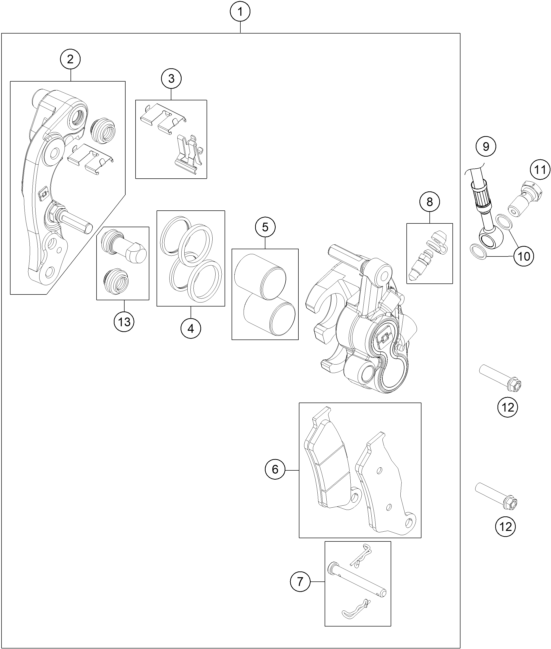 Sprängskiss: Front Brake Caliper – KTM FREERIDE E 660W 2027