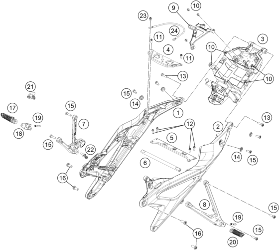 Sprängskiss: Subframe – KTM 990 DUKE, black 2024