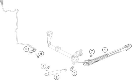 Sprängskiss: Side / Center Stand – KTM 990 DUKE 2026