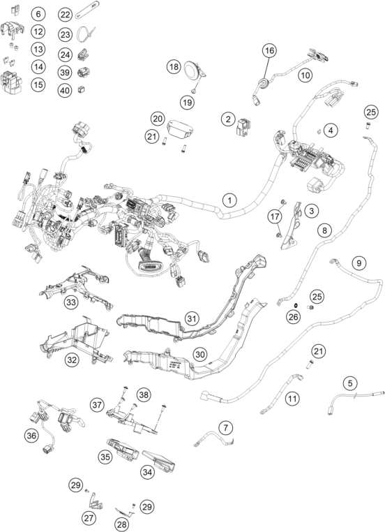 Sprängskiss: Wiring Harness – KTM 990 DUKE, black 2024