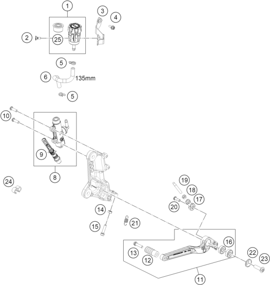 Sprängskiss: Rear Brake Control – KTM 990 DUKE 2026