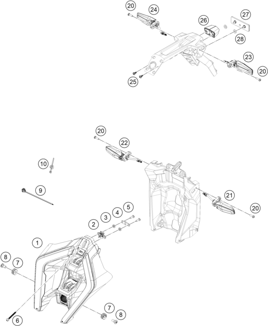 Sprängskiss: Lighting System – KTM 990 DUKE 2026