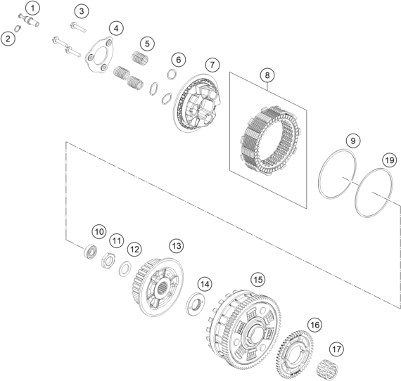 Sprängskiss: Clutch – KTM 990 DUKE 2026