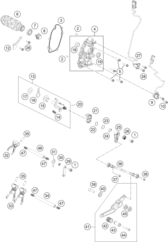 Sprängskiss: Shifting Mechanism – KTM 990 DUKE, black 2024
