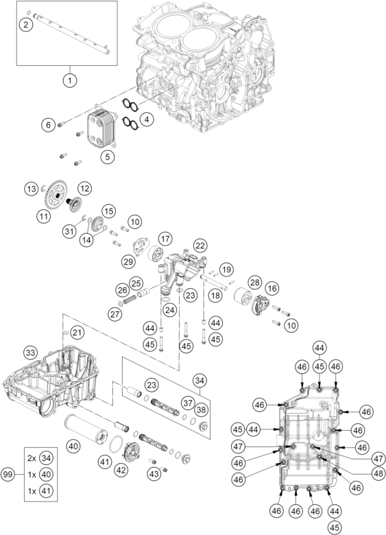 Sprängskiss: Lubricating System – KTM 990 DUKE 2026