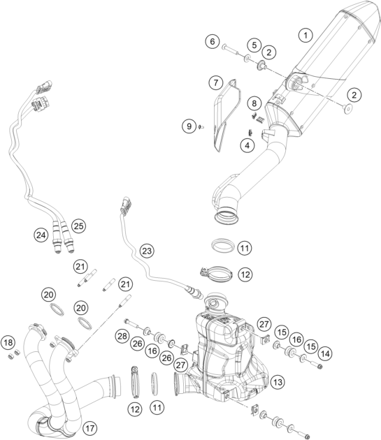Sprängskiss: Exhaust System – KTM 890 SMT 2026