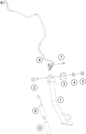 Sprängskiss: Side / Center Stand – KTM 250 DUKE, white CKD 2024