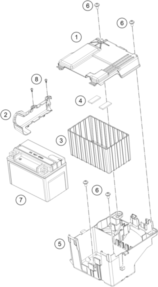 Sprängskiss: Battery – KTM 250 DUKE, silver - B.D. 2026