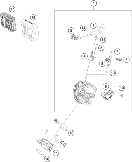 Sprängskiss: Throttle Body – KTM 250 DUKE, silver - B.D. 2026