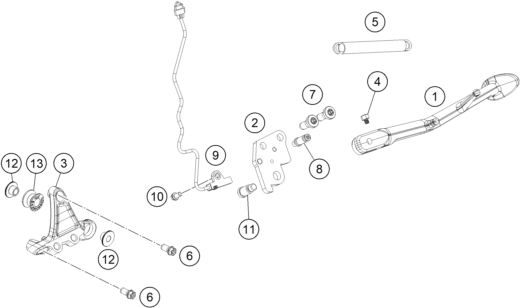Sprängskiss: Side / Center Stand – KTM 1390 SUPER DUKE RR 2026
