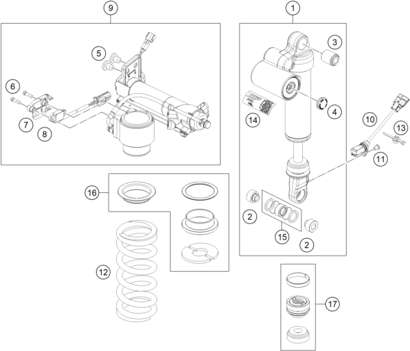 Sprängskiss: Shock Absorber Disassembled – KTM 1390 SUPER DUKE R EVO, black 2024