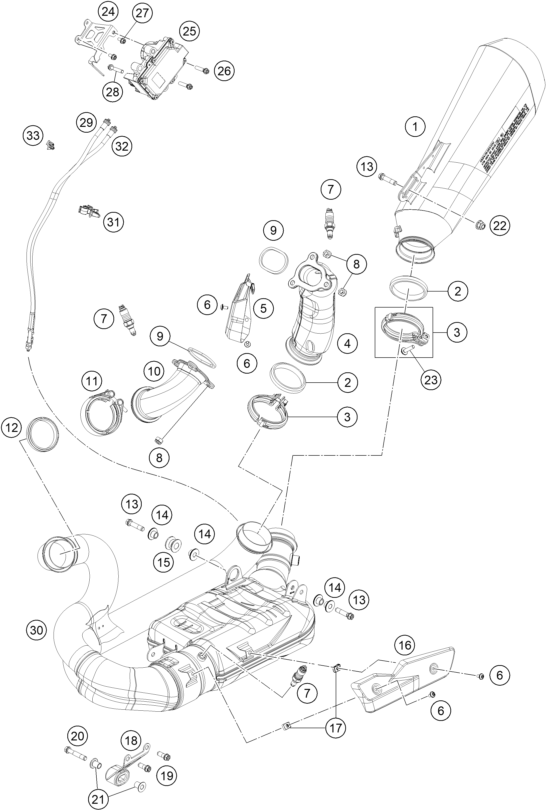 Sprängskiss: Exhaust System – KTM 1390 SUPER DUKE R EVO, black 2024