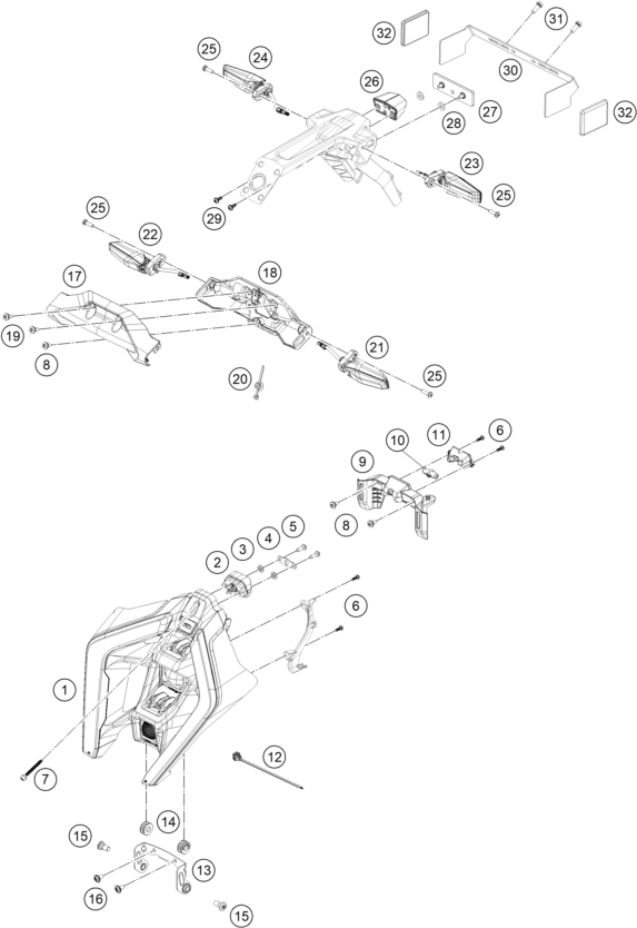 Sprängskiss: Lighting System – KTM 1390 SUPER DUKE R EVO, black 2024