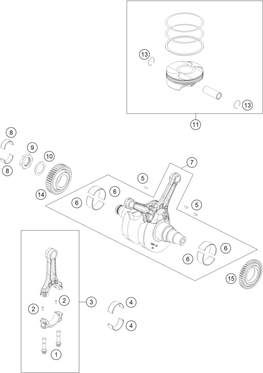 Sprängskiss: Crankshaft, Piston – KTM 1390 SUPER DUKE RR 2026