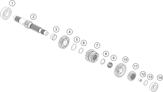 Sprängskiss: Transmission I - Main Shaft – KTM 1390 SUPER DUKE RR 2026
