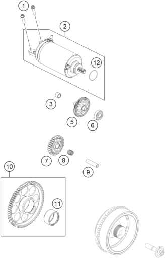 Sprängskiss: Electric Starter – KTM 990 DUKE 2026