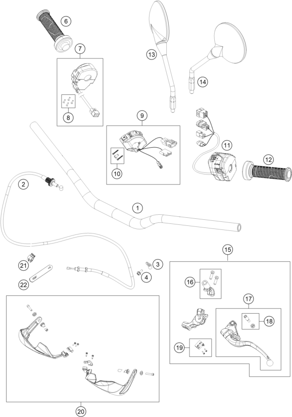 Sprängskiss: Handlebar, Controls – KTM 790 ADVENTURE R 2026