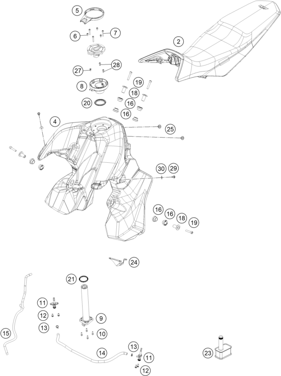 Sprängskiss: Tank, Seat – KTM 790 ADVENTURE R 2026