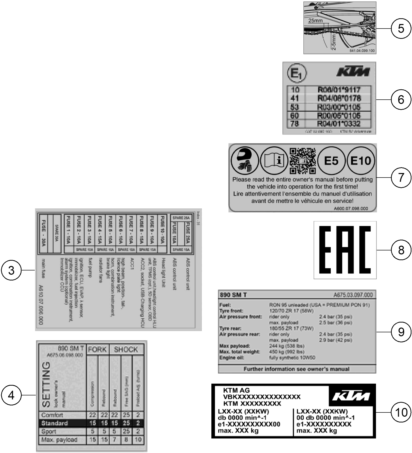 Sprängskiss: Technic Information Sticker – KTM 890 SMT 2024