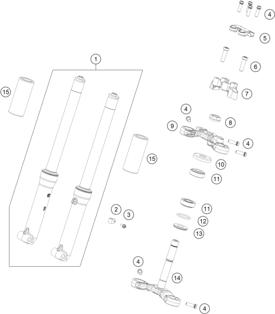 Sprängskiss: Front Fork, Triple Clamp – KTM SX-E 2 2027