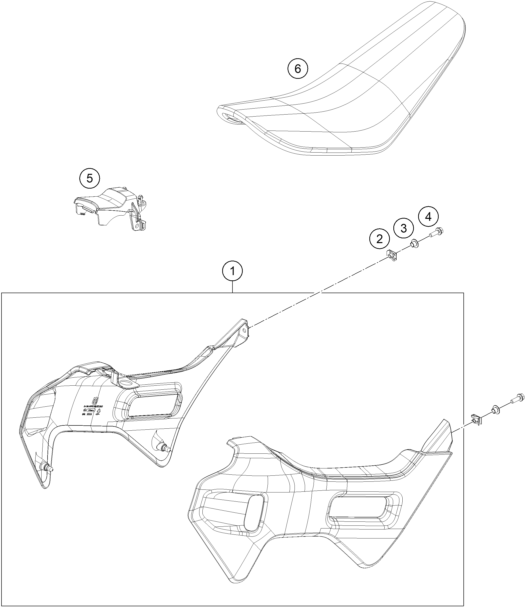 Sprängskiss: Tank, Seat – KTM SX-E 2 2024