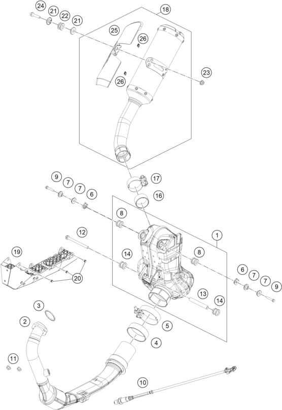 Sprängskiss: Exhaust System – KTM RC 390, blue - B.D. 2024