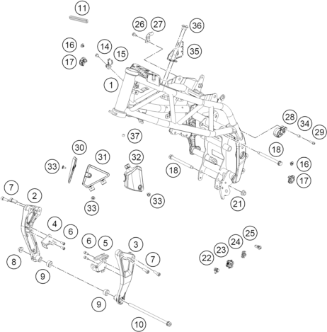 Sprängskiss: Frame – KTM 250 DUKE, silver - B.D. 2026