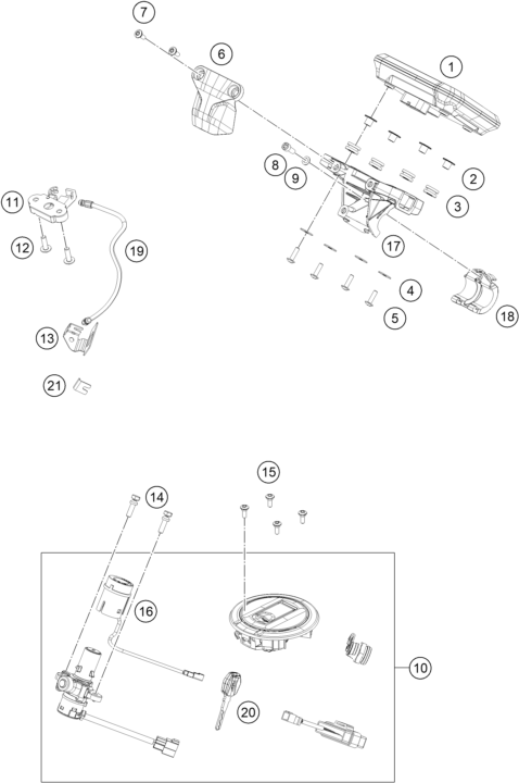 Sprängskiss: Instruments / Lock System – KTM 125 DUKE, black - B.D. 2026