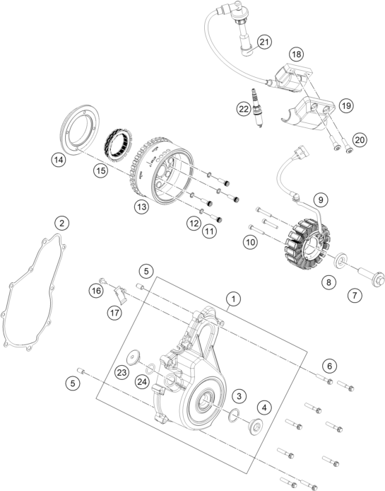 Sprängskiss: Ignition System – KTM 390 DUKE, blue - CKD 2026