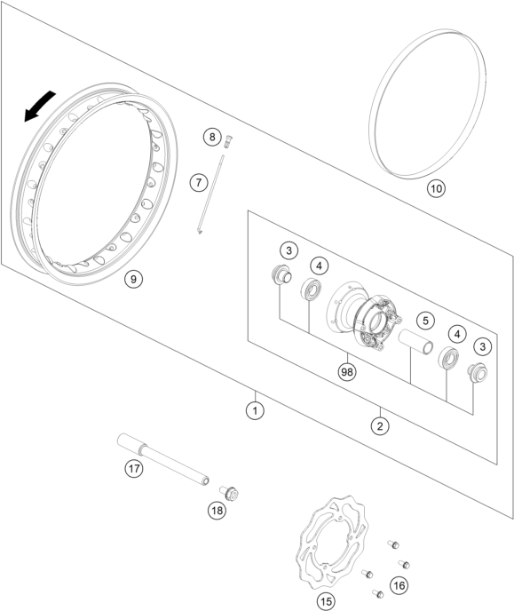 Sprängskiss: Front Wheel – KTM SX-E 3 2025