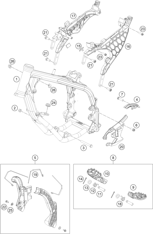Sprängskiss: Frame – KTM SX-E 5 2027