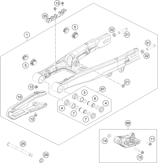 Sprängskiss: Swing Arm – KTM SX-E 5 2027