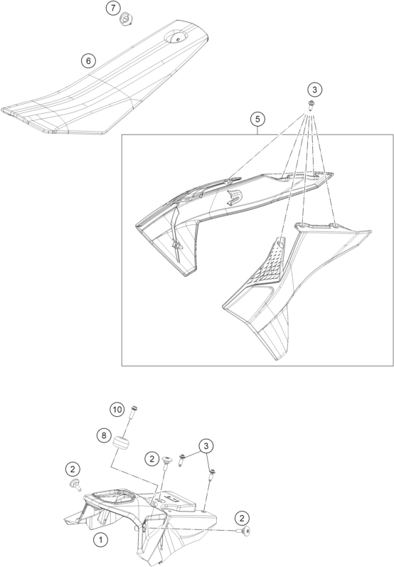 Sprängskiss: Tank, Seat – KTM SX-E 5 2027