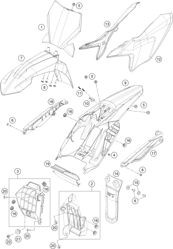 Sprängskiss: Mask, Fenders – KTM SX-E 5 2027