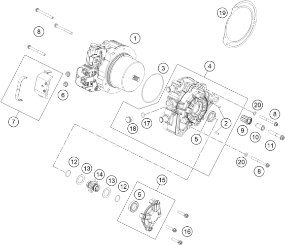 Sprängskiss: Engine Case – KTM SX-E 5 2027