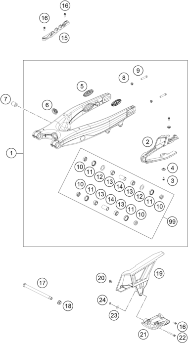 Sprängskiss: Swing Arm – KTM FREERIDE E 660W 2027