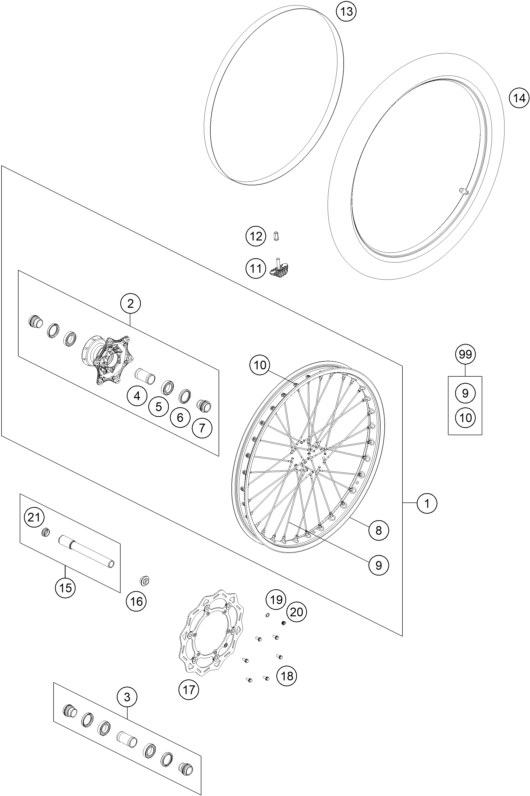 Sprängskiss: Front Wheel – KTM FREERIDE E 660W 2027