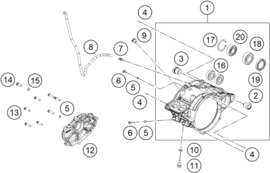Sprängskiss: Engine Case – KTM FREERIDE E 660W 2027
