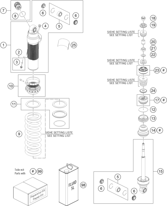 Sprängskiss: Shock Absorber Disassembled – KTM 85 SX 17/14 2027