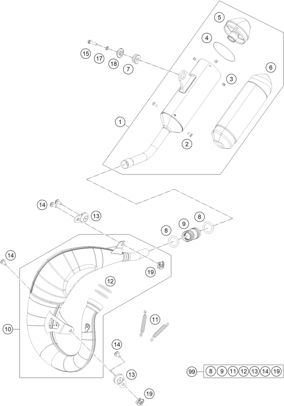 Sprängskiss: Exhaust System – KTM 85 SX 17/14 2027