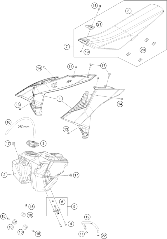 Sprängskiss: Tank, Seat – KTM 85 SX 17/14 2027