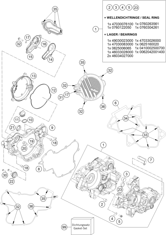 Sprängskiss: Engine Case – KTM 85 SX 17/14 2027